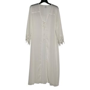 Mystique intimate woman’s robe Long Sheer with Lace size XL